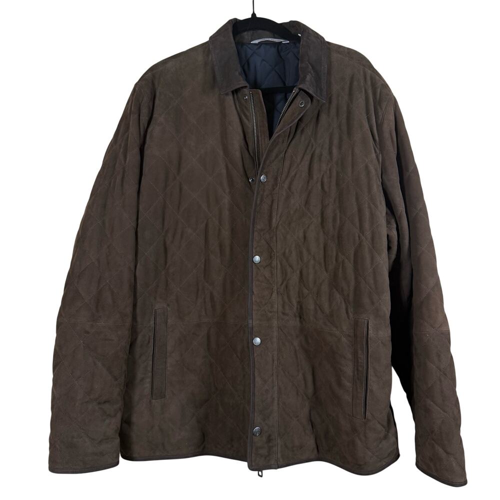 Peter Millar Men's Crown Suede Quilted Coat Jacket Dark Brown sz XL $1295